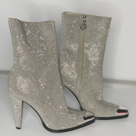 Womens Suede Rhinestone Boots - sz 10 - Picture 4 of 9